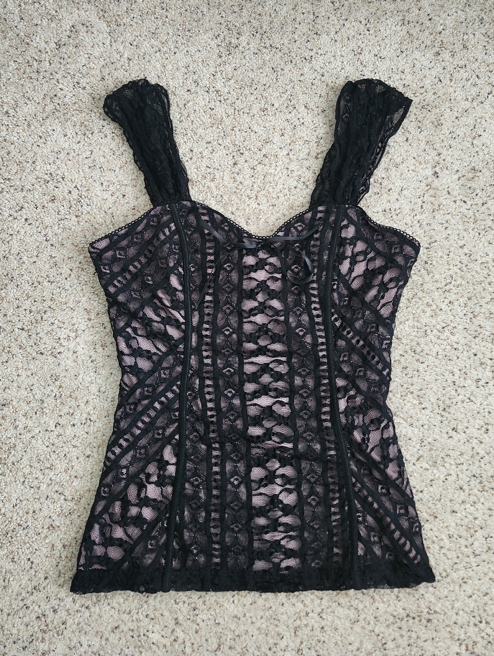 My Michelle Y2k Black Lace Pink Top